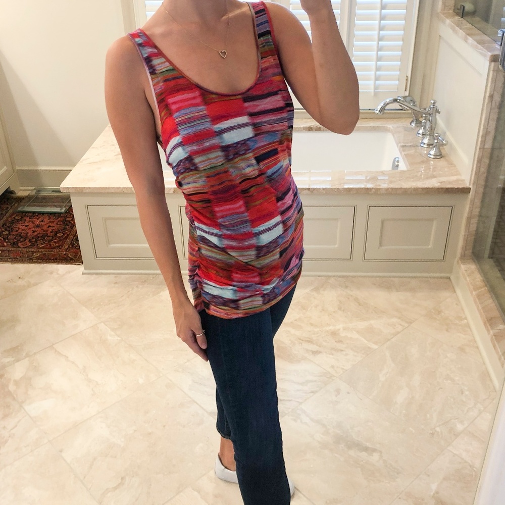 Velvet size medium multi-colored tank w/ruching